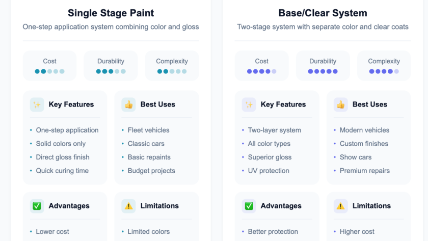 Automotive paint types basecoat clearcoat single stage