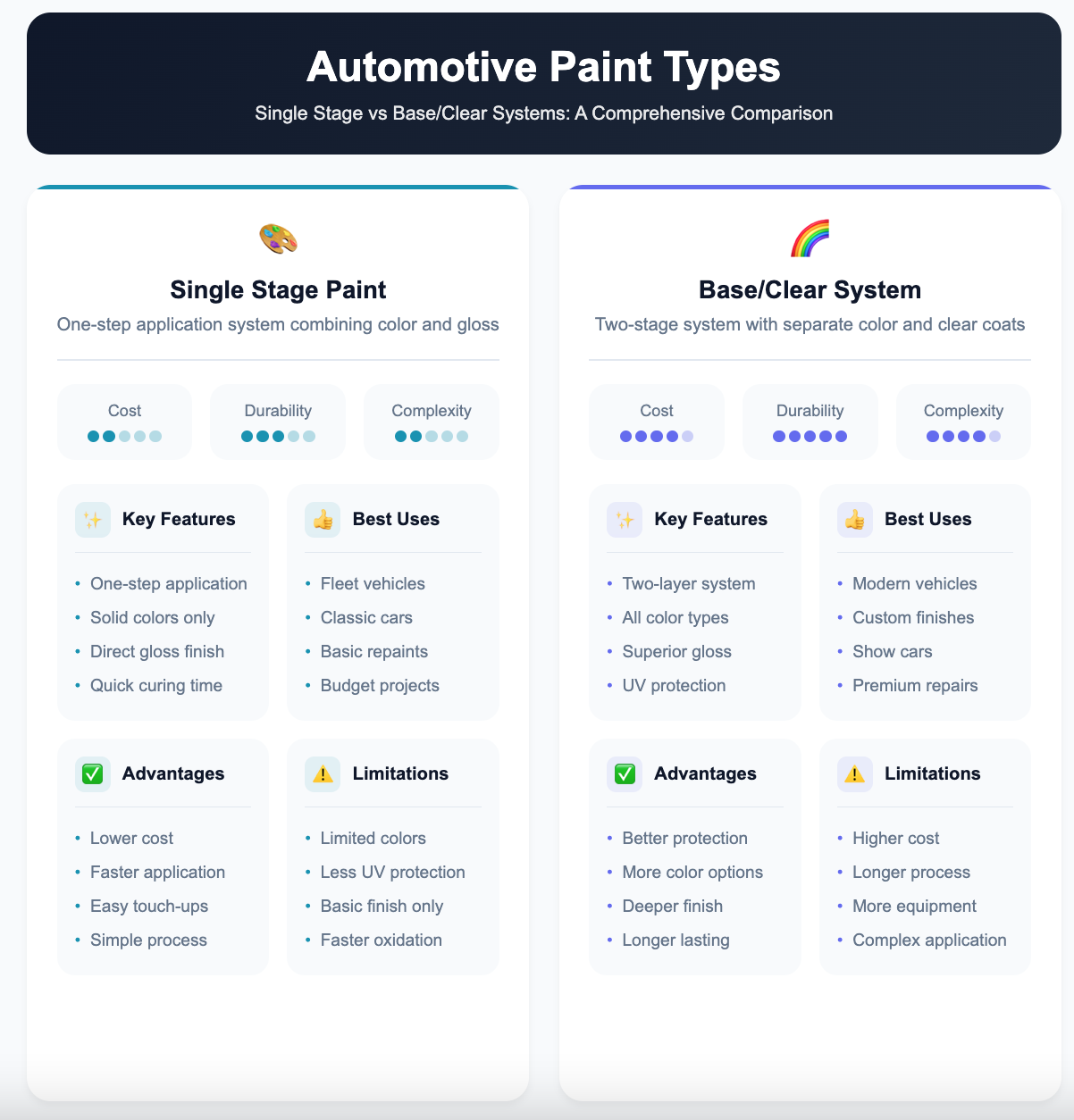 Automotive paint types basecoat clearcoat single stage