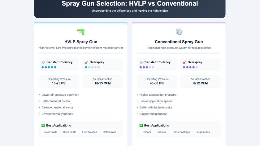 HVLP spray gun selection for auto body painting