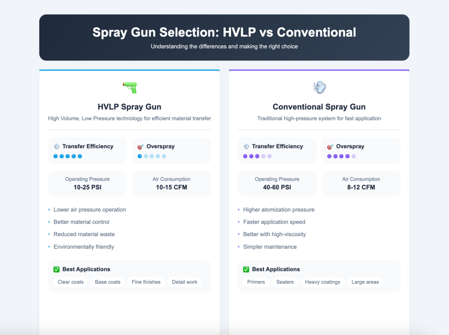 HVLP spray gun selection for auto body painting
