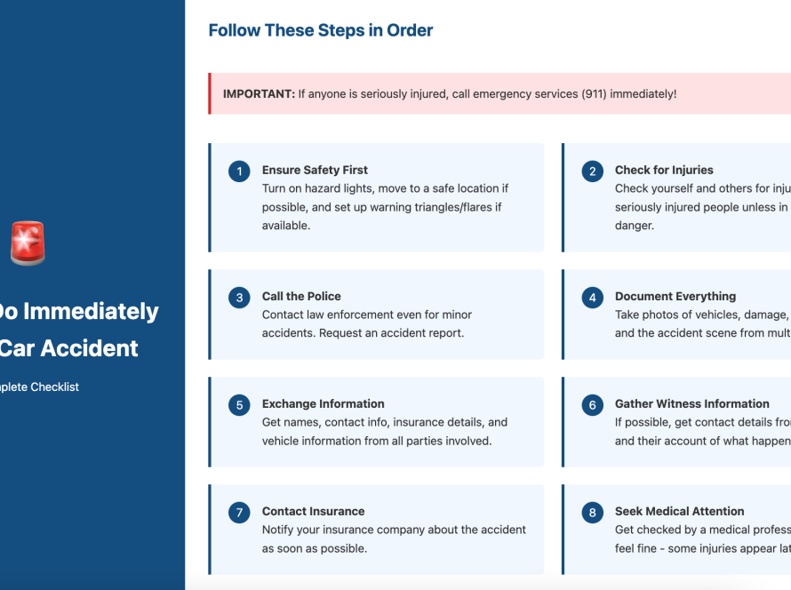 What to do immediately after a car accident checklist