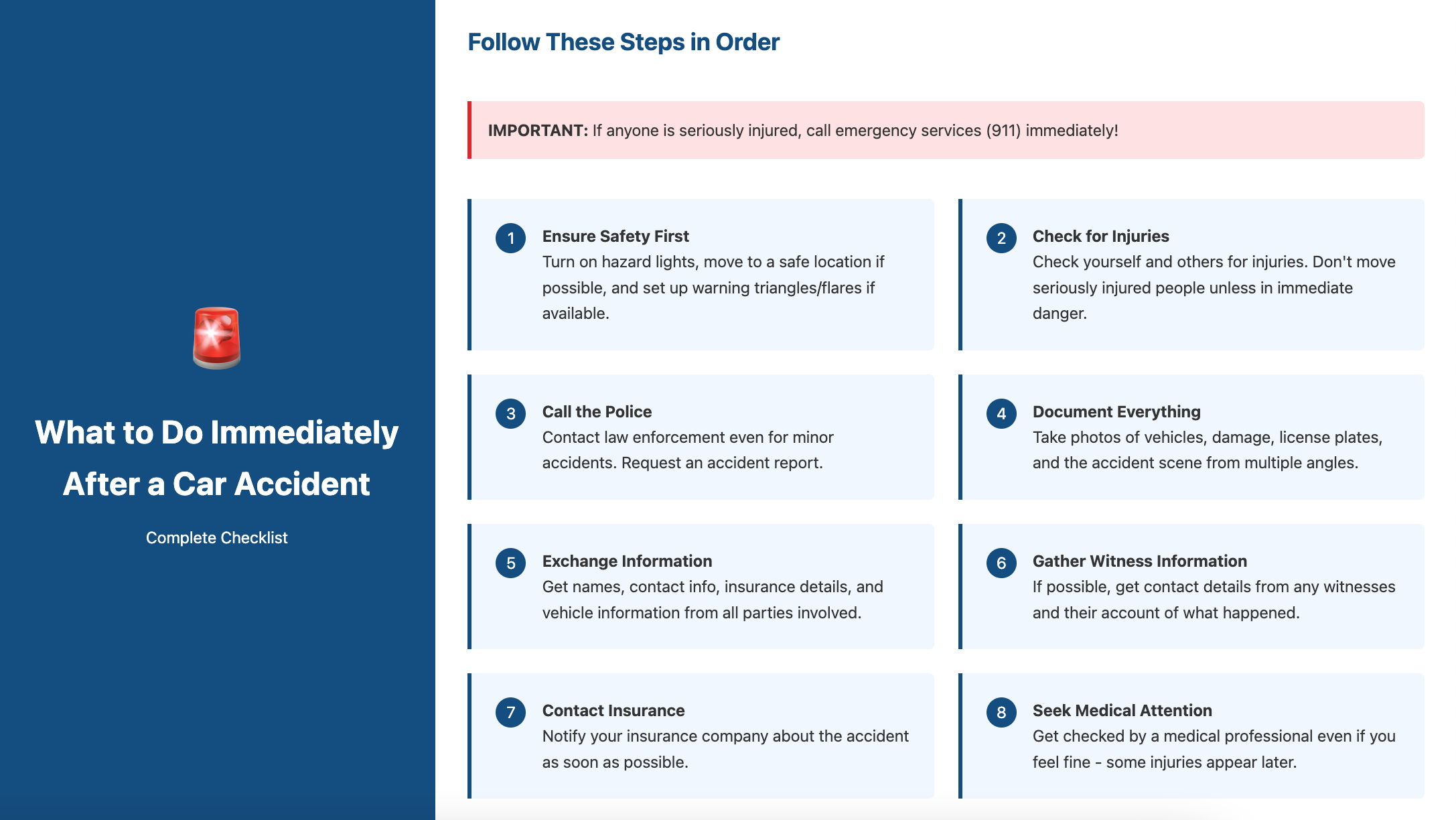 What to do immediately after a car accident checklist