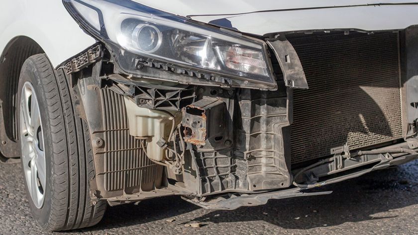 Frame damage inspection after car accident collision