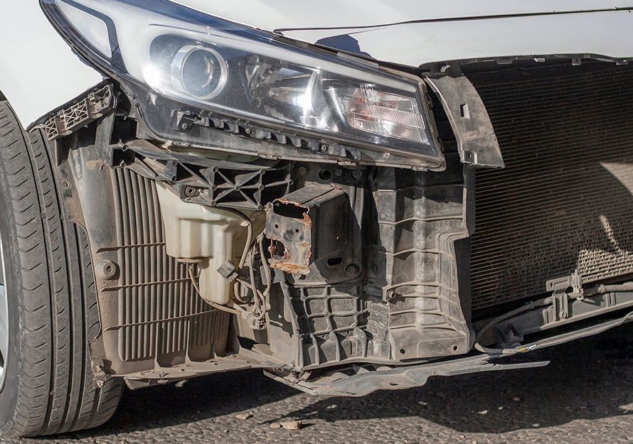 Frame damage inspection after car accident collision