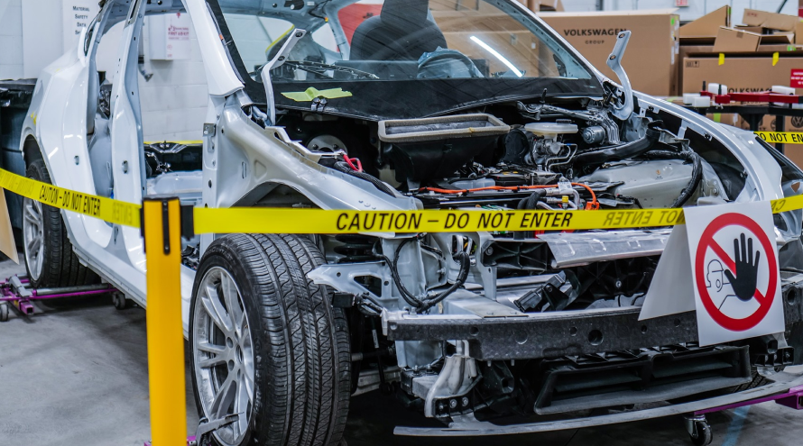 Hybrid electric vehicle in certified collision repair shop